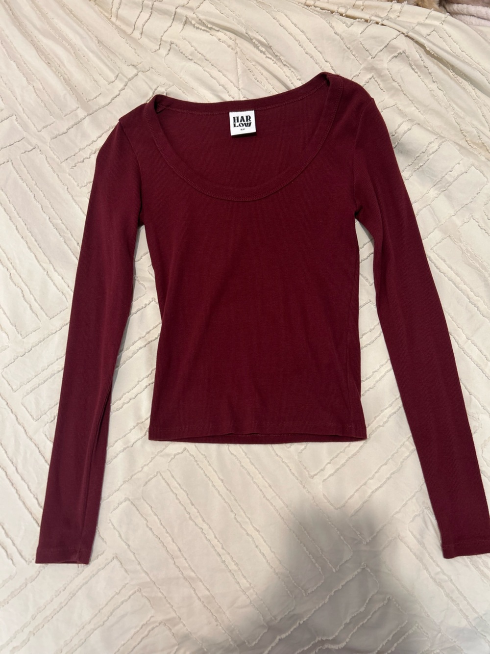 Harlow Long Sleeve Scoop Neck Top - Wine